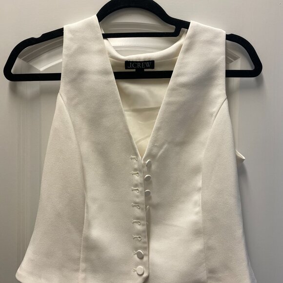 J. Crew White Lien Vest ) - Picture 2 of 3